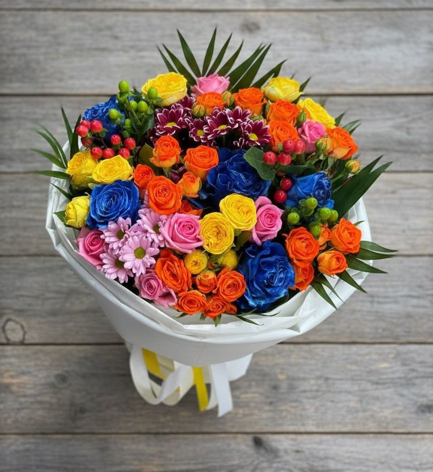 Букет цветов из: Розы и Хризантемы в Заветы Ильича