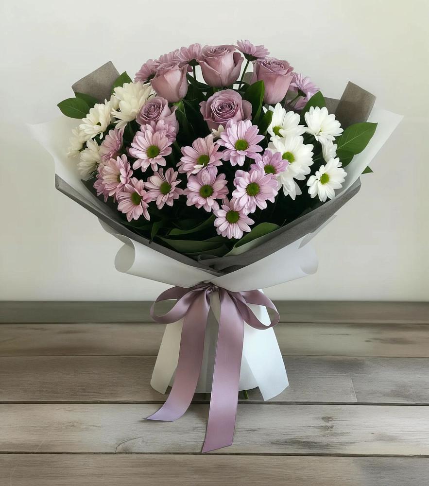 Букет цветов из: Хризантемы и Розы в Заветы Ильича