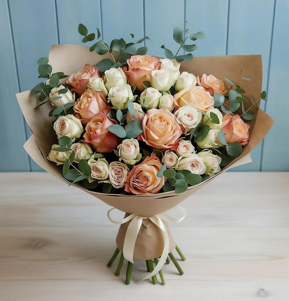 Букет цветов из: Альстромерии и Розы в Заветы Ильича