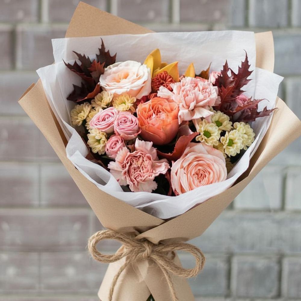 Букет цветов из: Гвоздики, Хризантемы и Розы в Заветы Ильича