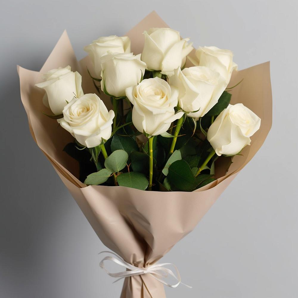 Букет 9 Белых роз Эдлесс Лав в Заветы Ильича