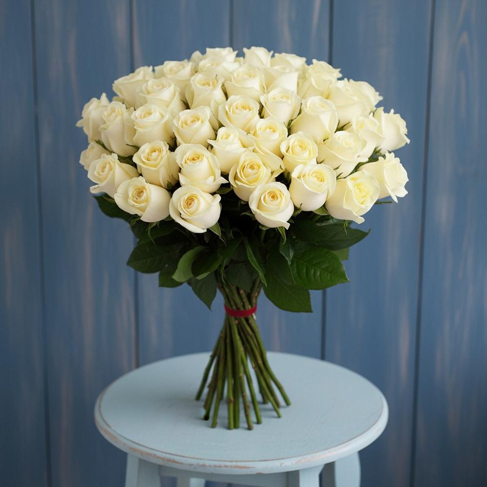 Букет 51 Белая роза Эдлесс Лав в Заветы Ильича