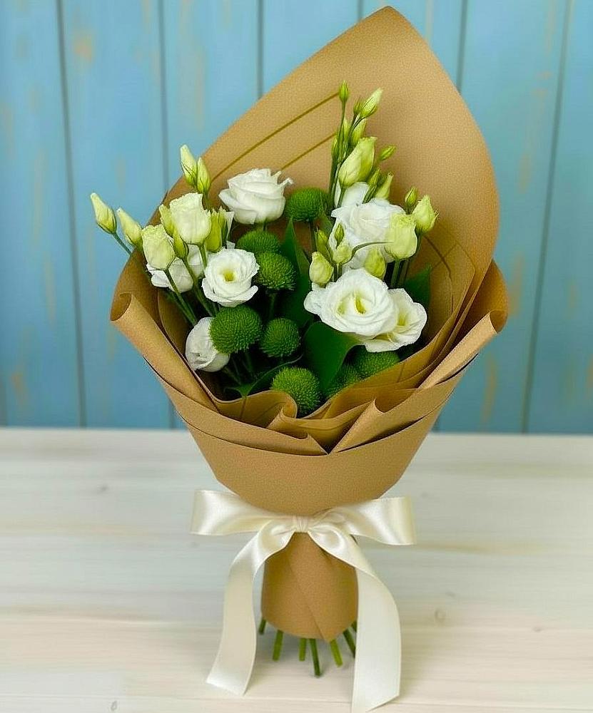 Букет цветов из: Хризантемы и Лизиантусы в Заветы Ильича