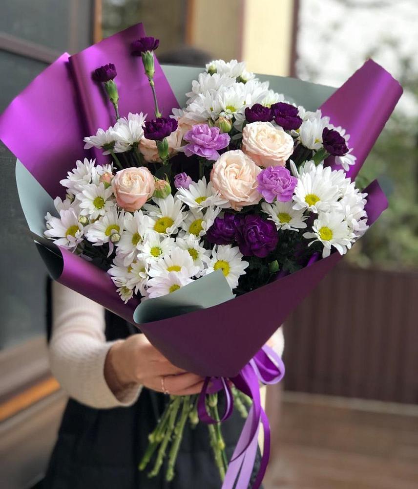 Букет цветов из: Хризантемы, Гвоздики и Розы в Заветы Ильича