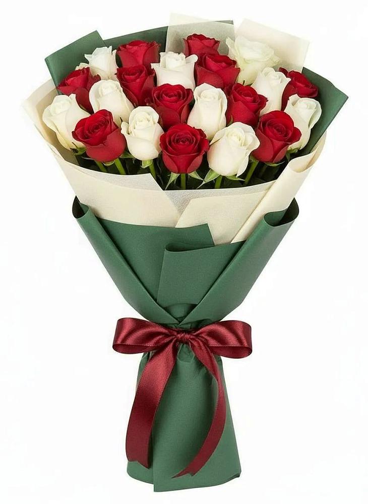 Букет Микс из красных и белых роз в Заветы Ильича