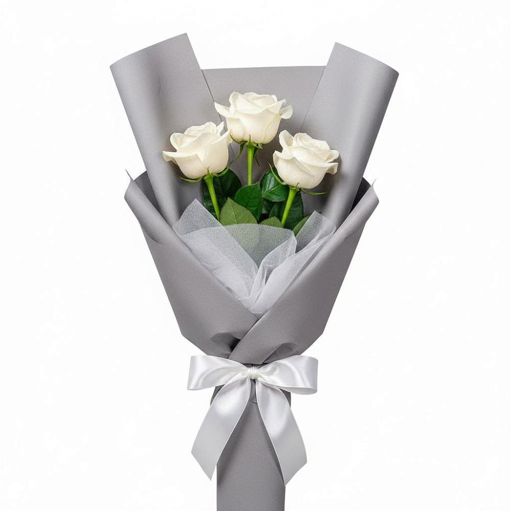 Букет 3 белые розы в Заветы Ильича
