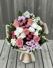 Букет цветов из:  Альстромерии, Гвоздики, Розы и Хризантемы в Заветы Ильича