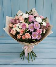 Букет цветов из:  Хризантемы, Розы и Альстромерии в Заветы Ильича