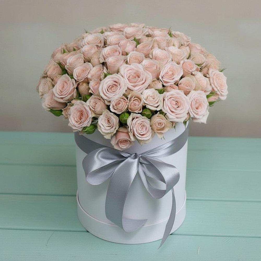 Цветочная композиция из Розы в шляпной коробке в Заветы Ильича